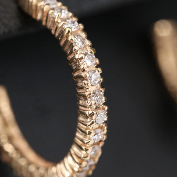 14K 1.02 CTW Diamond Hoop Earrings - Picture 4 of 6